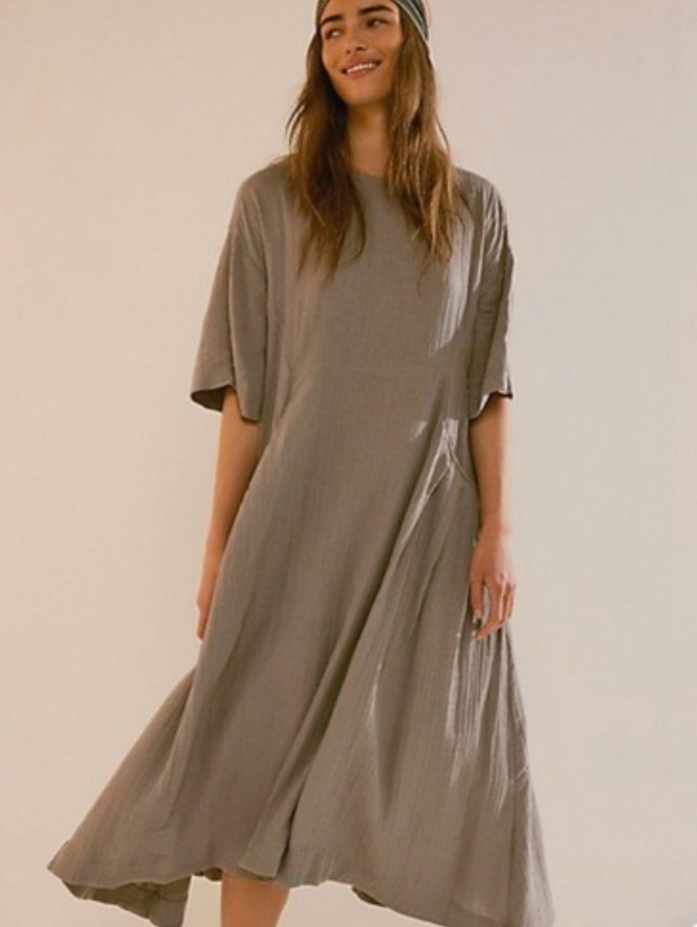 FREE PEOPLE Live Light Midi Dress - Gray Sz XS
